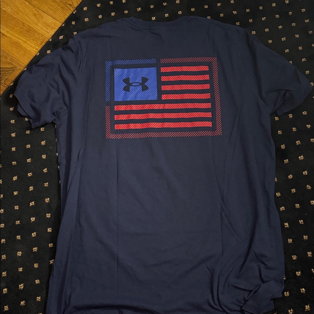 Under Armour Dark Blue Tee with Flag Graphic